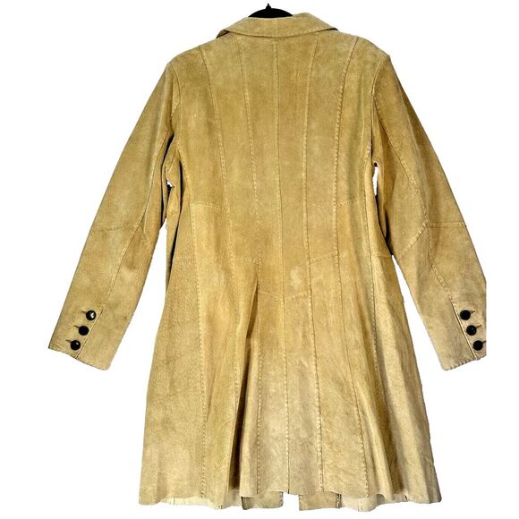 Coldwater Creek 100% Suede Leather Jacket Women's Large Tan Long Western *READ* - Picture 5 of 11
